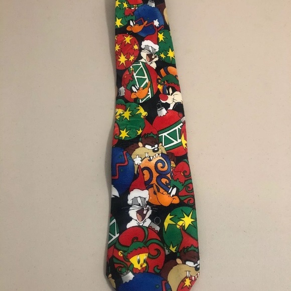 Vintage Looney Tunes Mania 1996 Christmas Tie - Picture 8 of 8